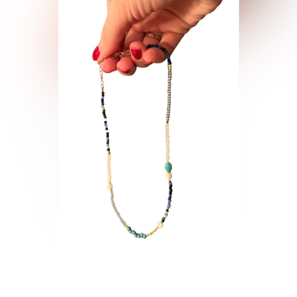 Freshwater pearls and mixed bead necklace - approx 17” (adjustable length)